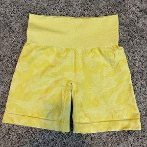 NVGTN yellow camo biker shorts